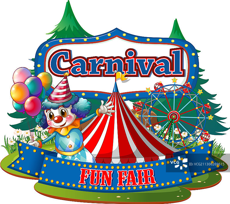 白色背景嘉年华小丑场景图片素材