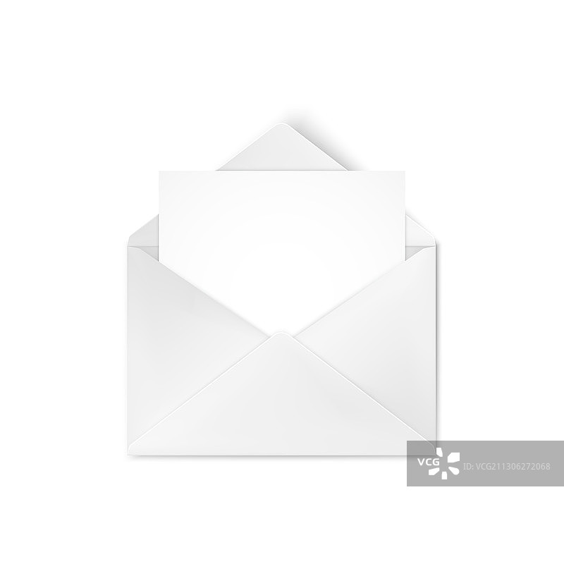 带便条的逼真空白白色信封图片素材
