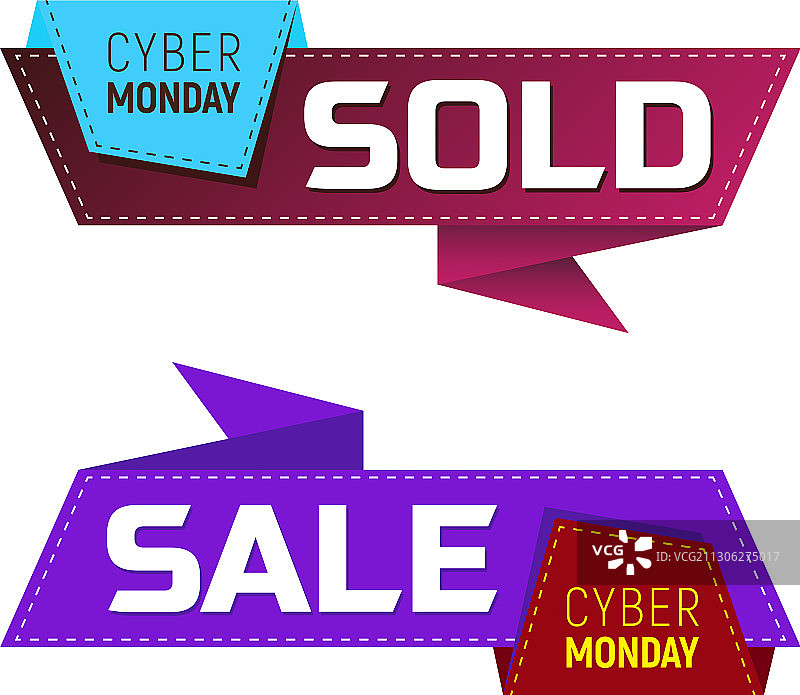 网络星期一售罄和促销banner或标签图片素材