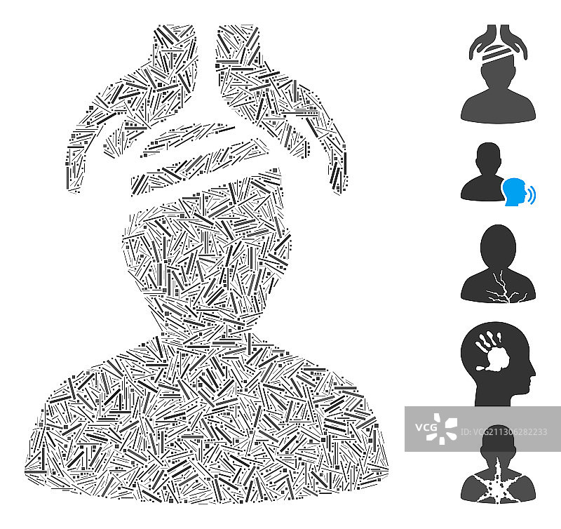 线条马赛克精神科治疗之手图标图片素材