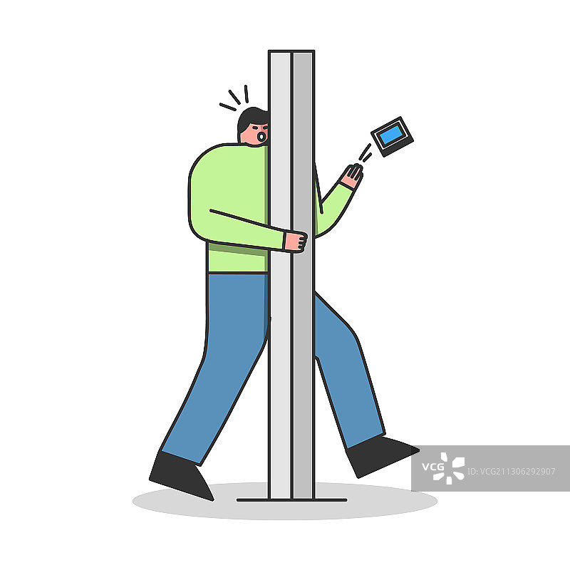 走路看手机撞到路灯柱的男人图片素材