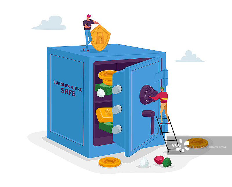 站在安全标志上的卡通小人图片素材