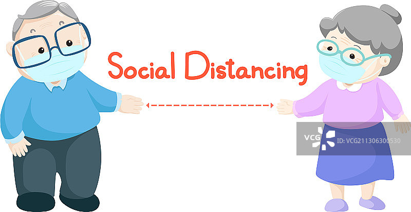 老年男女保持社交距离图片素材
