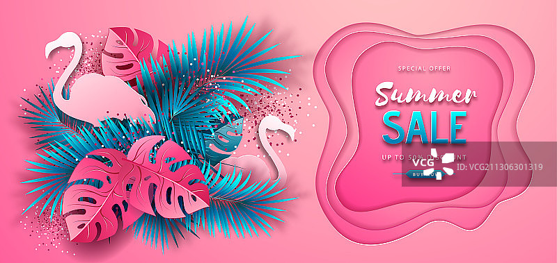 热带树叶夏季促销海报图片素材