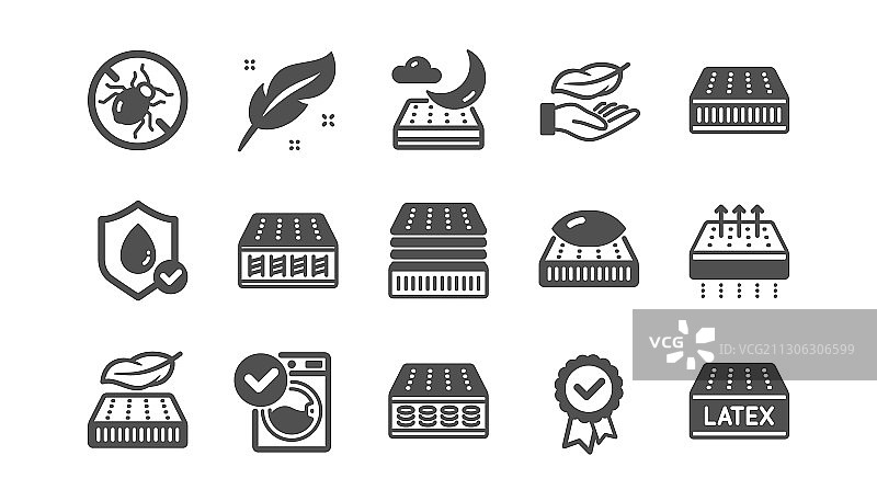 床垫图标套装记忆棉透气乳胶图片素材