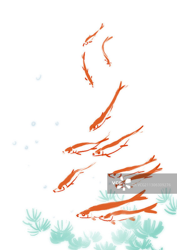 成语插图临渊羡鱼鱼贯而出鱼贯而入图片素材