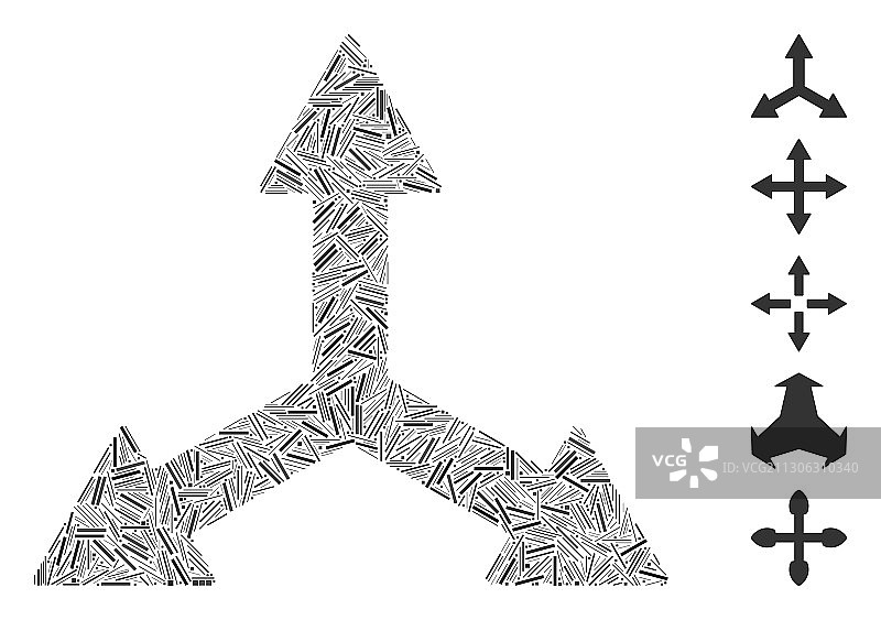 线条拼贴三箭头图标图片素材