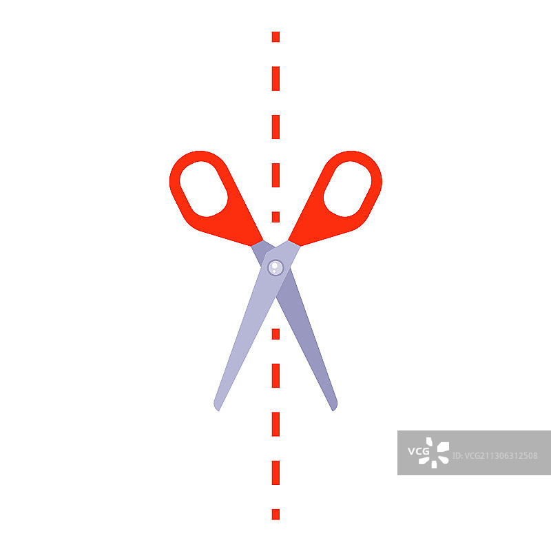 白色背景上的剪刀裁剪标记图片素材