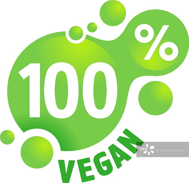 100%纯素印章 - 创意绿色徽章图片素材