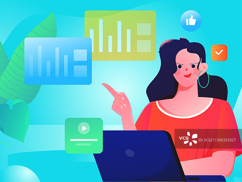 卡通办公人物互联网矢量场景插画图片素材