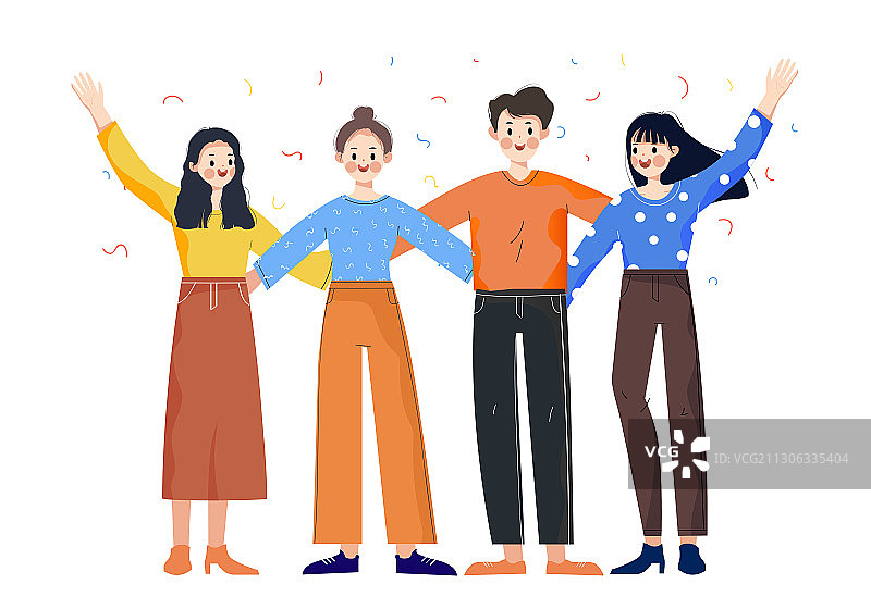 男女青年卡通矢量插画图片素材