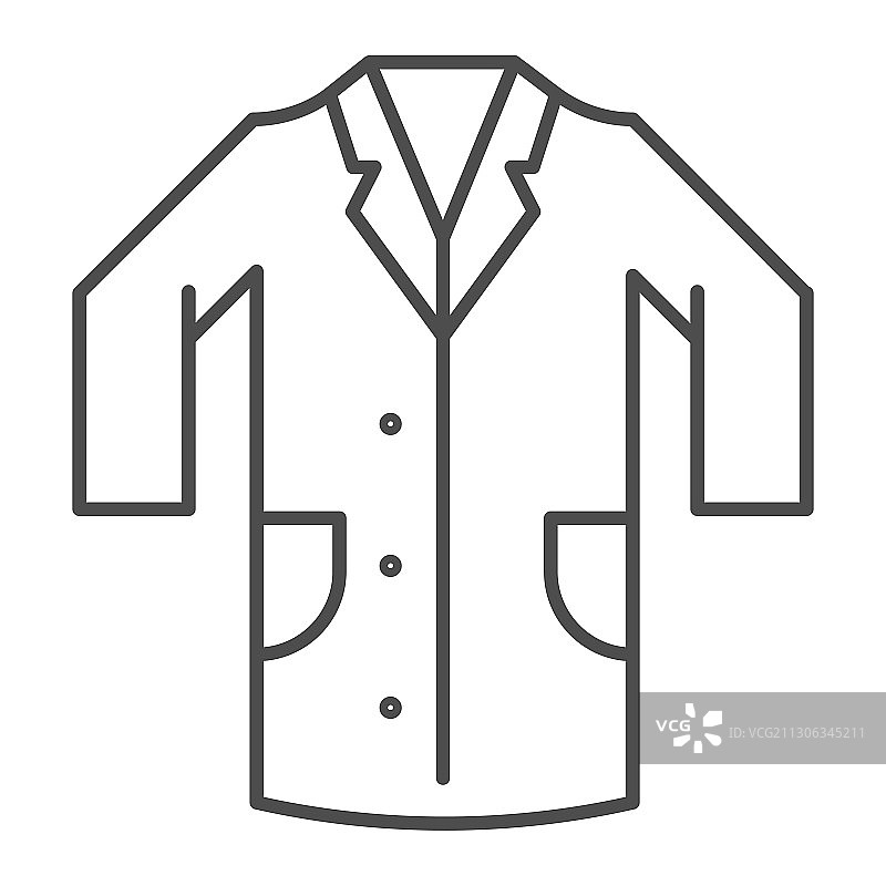 医疗隔离服细线图标，服装概念图片素材