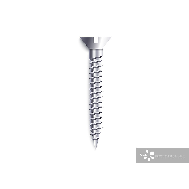 带一字槽的锋利银色金属螺丝图片素材