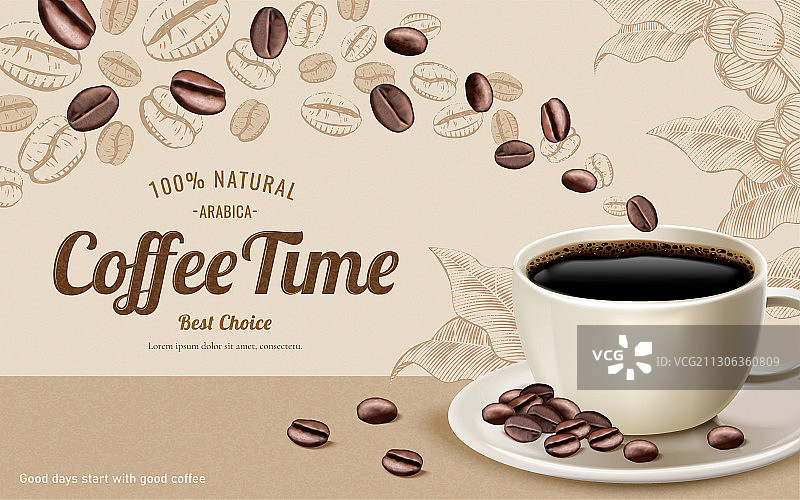 咖啡复古蚀刻风格广告图片素材