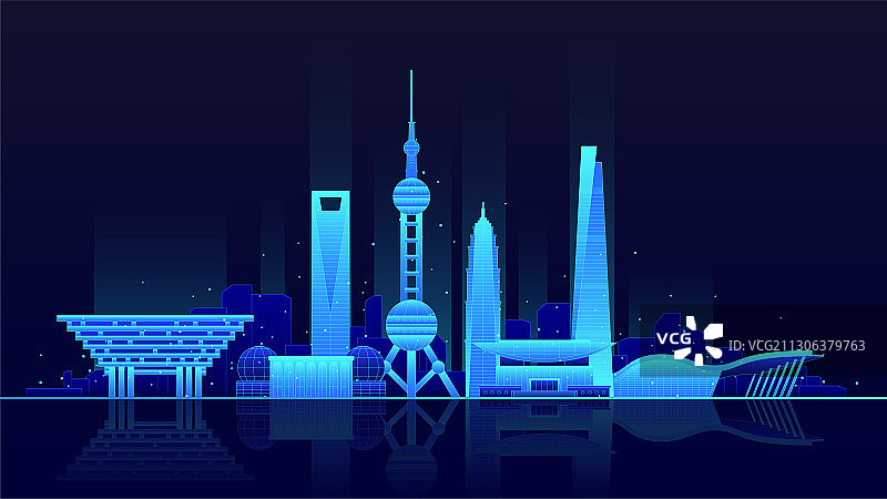 上海地标手绘图片素材