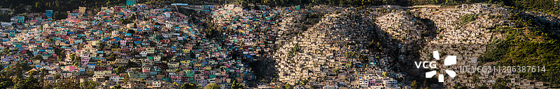 美洲加勒比海海地首都太子港的贫民窟和居住区全景高分辨率图图片素材