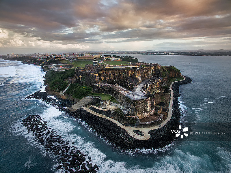美国波多黎各圣胡安的城堡和堡垒，航拍图片素材