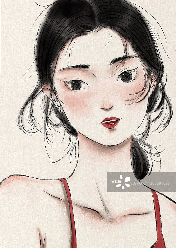 花朵与少女图片素材