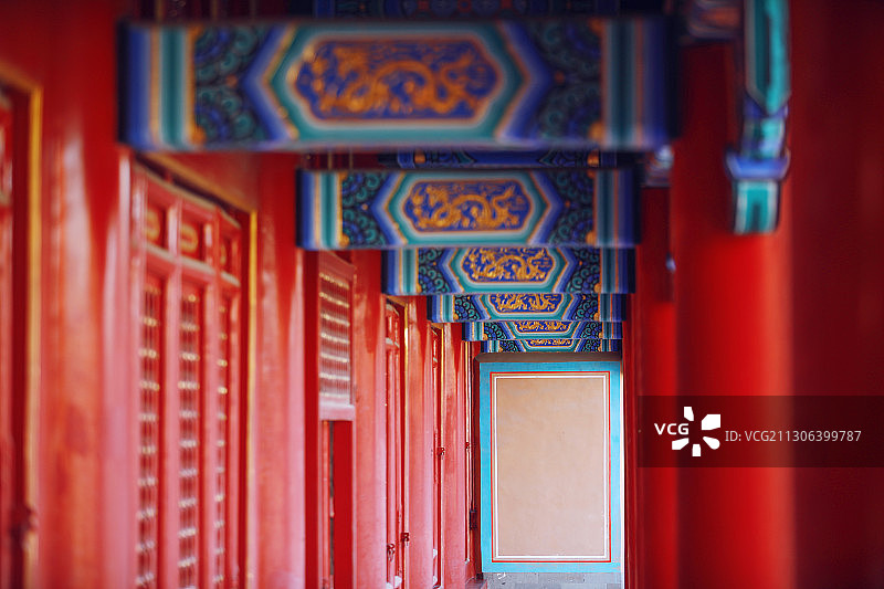 故宫一排廊柱横版图片素材