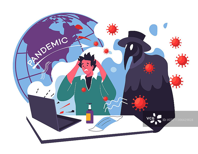 担心疫情的男性人物图片素材