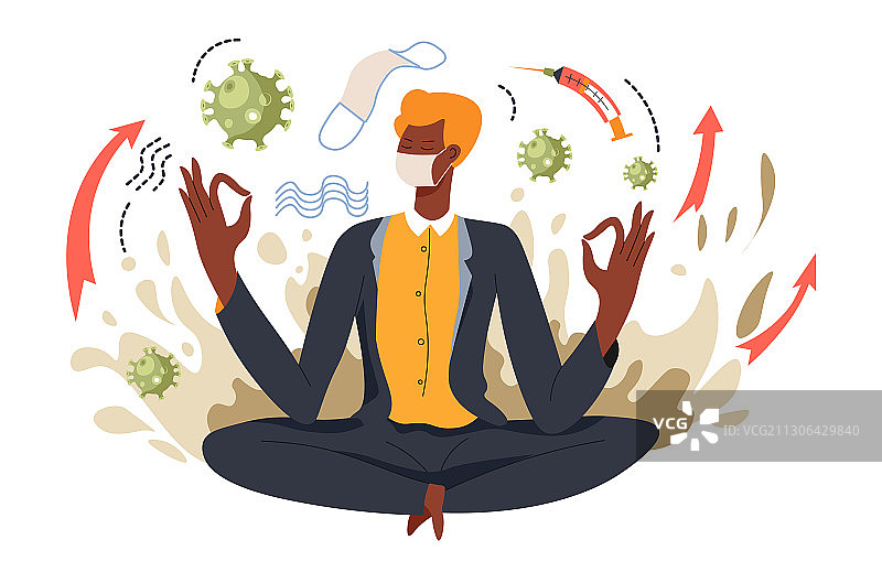 保持冷静，在冠状病毒隔离期间图片素材