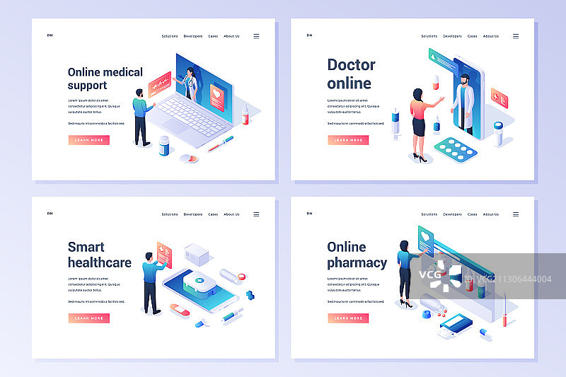 现代风格在线医疗banner图片素材