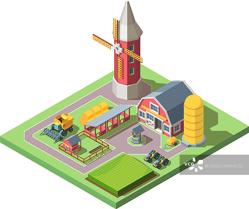 农场等距现代农业系统图片素材