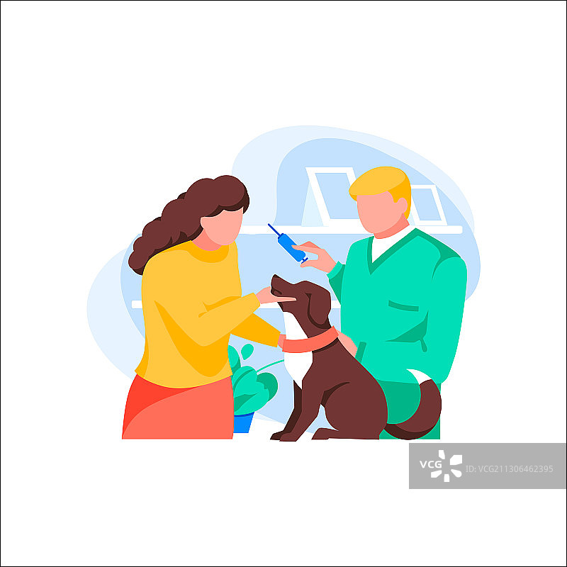 兽医检查与白色背景隔离的狗图片素材