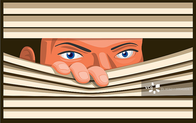 人们透过窗帘偷看的卡通图片素材