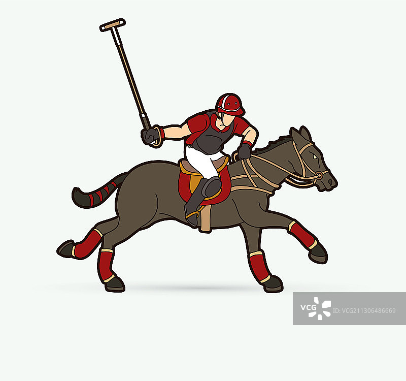 马球运动卡通图形图片素材