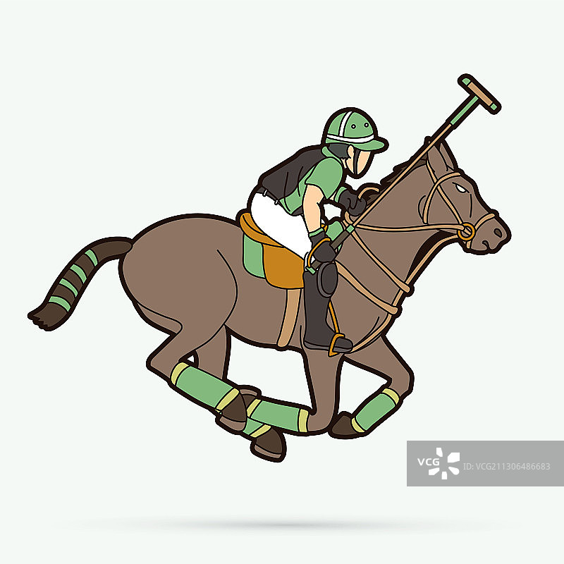 马球运动卡通图形图片素材