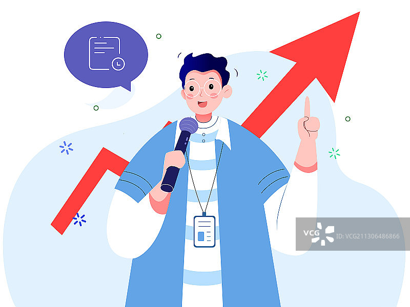 在拿着话筒讲话的公司职员图片素材