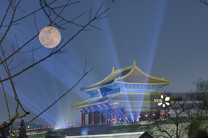 正月十五月圆之夜的故宫图片素材