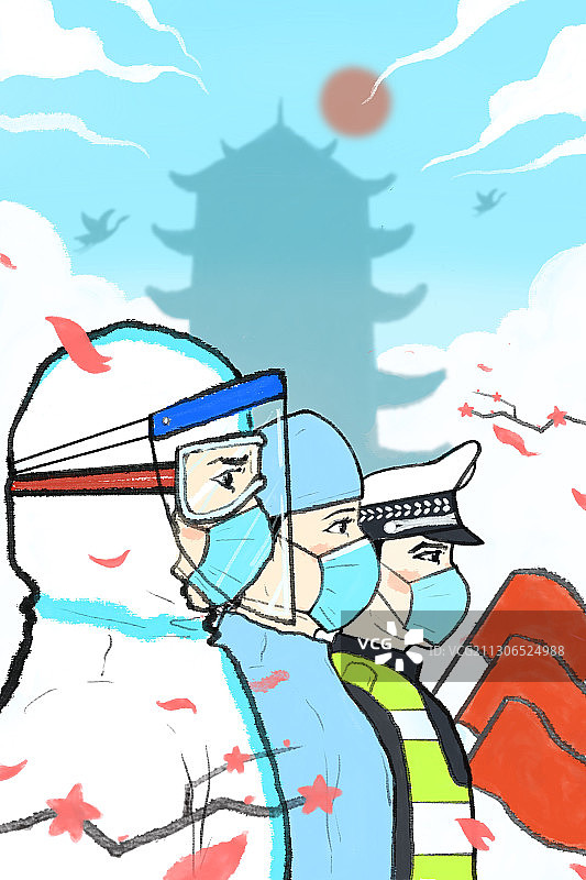 风雨同心抗击疫情图片素材