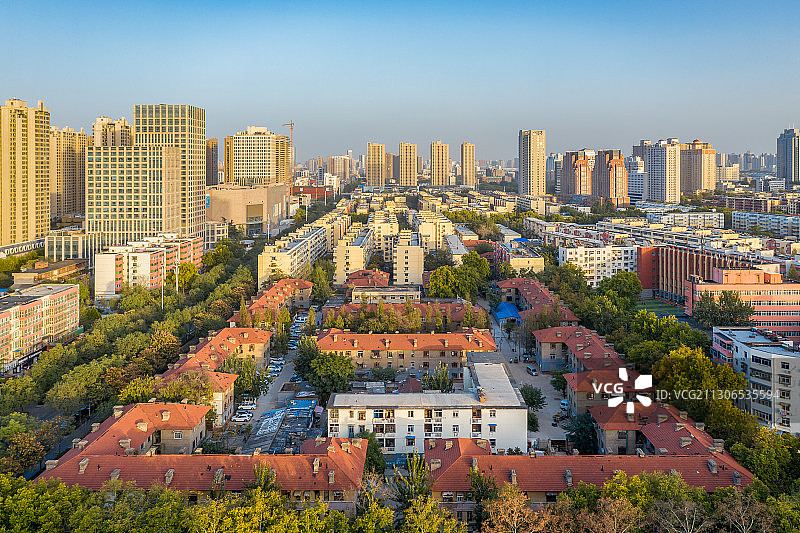河南郑州老城区国棉三厂配套苏式建筑家属区航拍图片素材