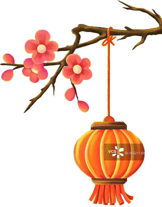 冬天腊梅和灯笼图片素材