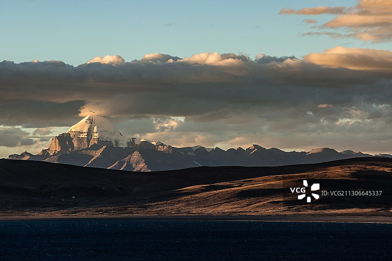 日落玛旁雍措图片素材
