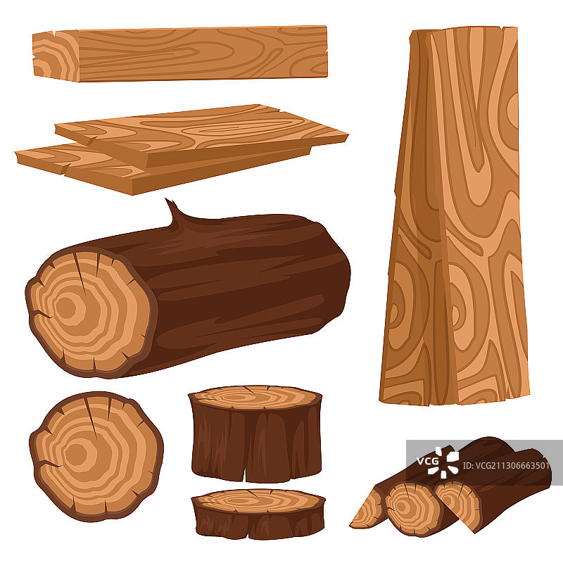 卡通彩色木材工业原材料图标图片素材