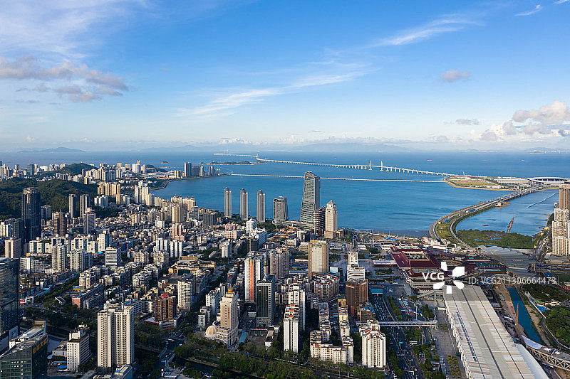 大湾区珠海城市天际线航拍图片素材