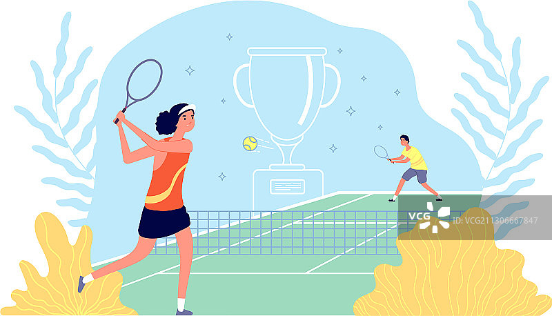 网球学院女孩运动场景图片素材