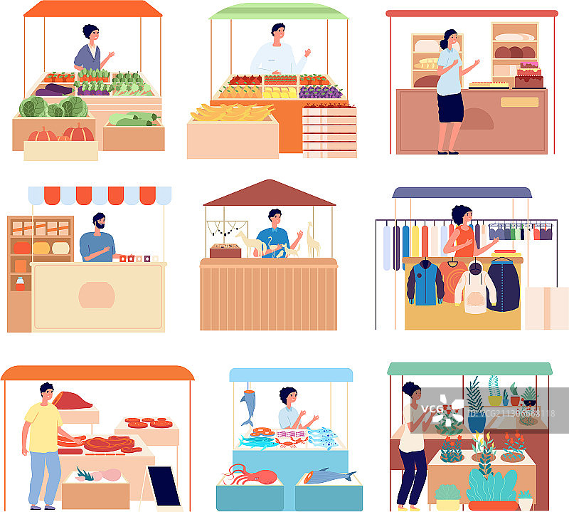 街头市场摊贩售卖天然产品图片素材