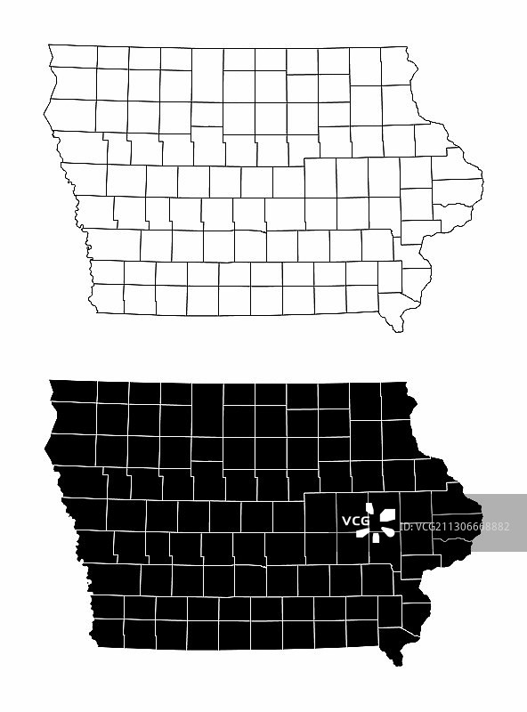 艾奥瓦州县地图图片素材