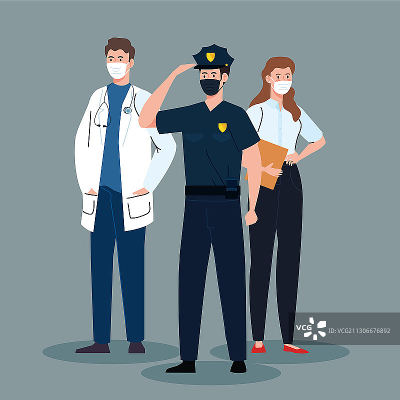 戴口罩的工人们图片素材