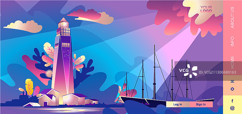 恶劣天气下的灯塔海浪banner图片素材