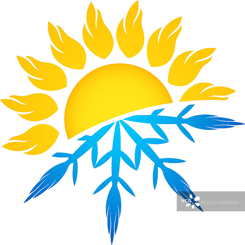 空调和暖气，太阳和雪花图片素材