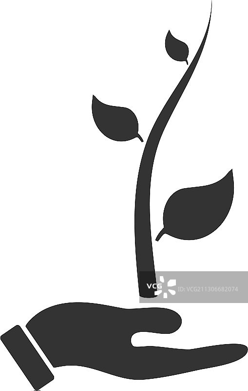 手捧植物图标（扁平风格）图片素材