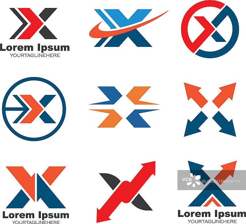 X字母箭头图标标志图片素材