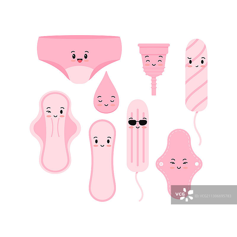 可爱表情包女性卫生用品图片素材