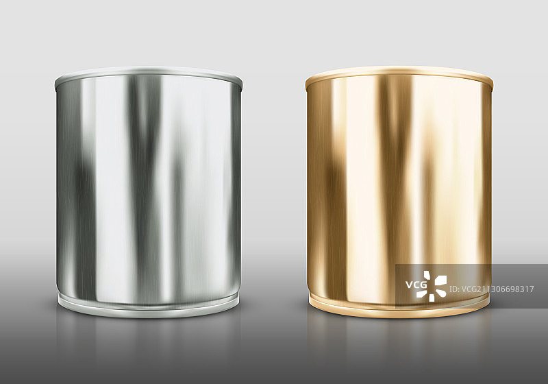 逼真的金属罐套装图片素材