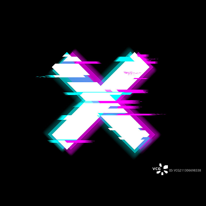 扭曲故障风格的警告和错误符号图片素材